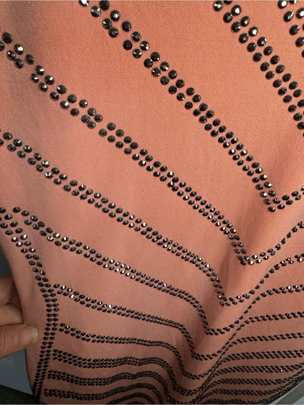 Carmen Marc Valvo Coral Studded V-Neck Midi Dress - Picture 3 of 5